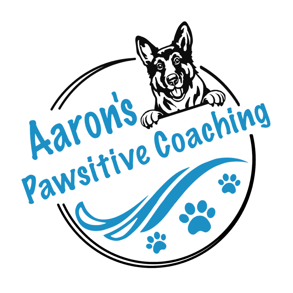 Logo for Aaron's Pawsitive Coaching, dog training, paw prints, german shepherd dog, dog, pet, Dog Training Roseville, pet first aid, pet cpr, positive reinforcement, private lessons